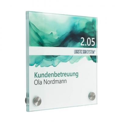 Tuerschild VITRUM B aus Glas fuer Buero 150 150 B2